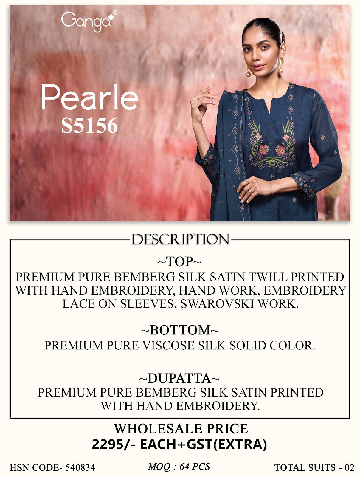 Pearle S5156 Ganga Silk Satin Pant Style Suits Supplier Ahmedabad
