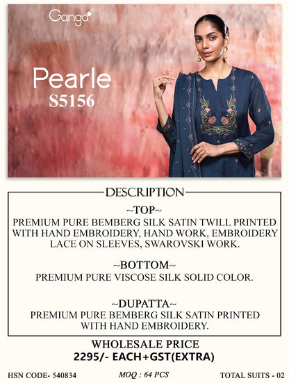 Pearle S5156 Ganga Silk Satin Pant Style Suits Supplier Ahmedabad