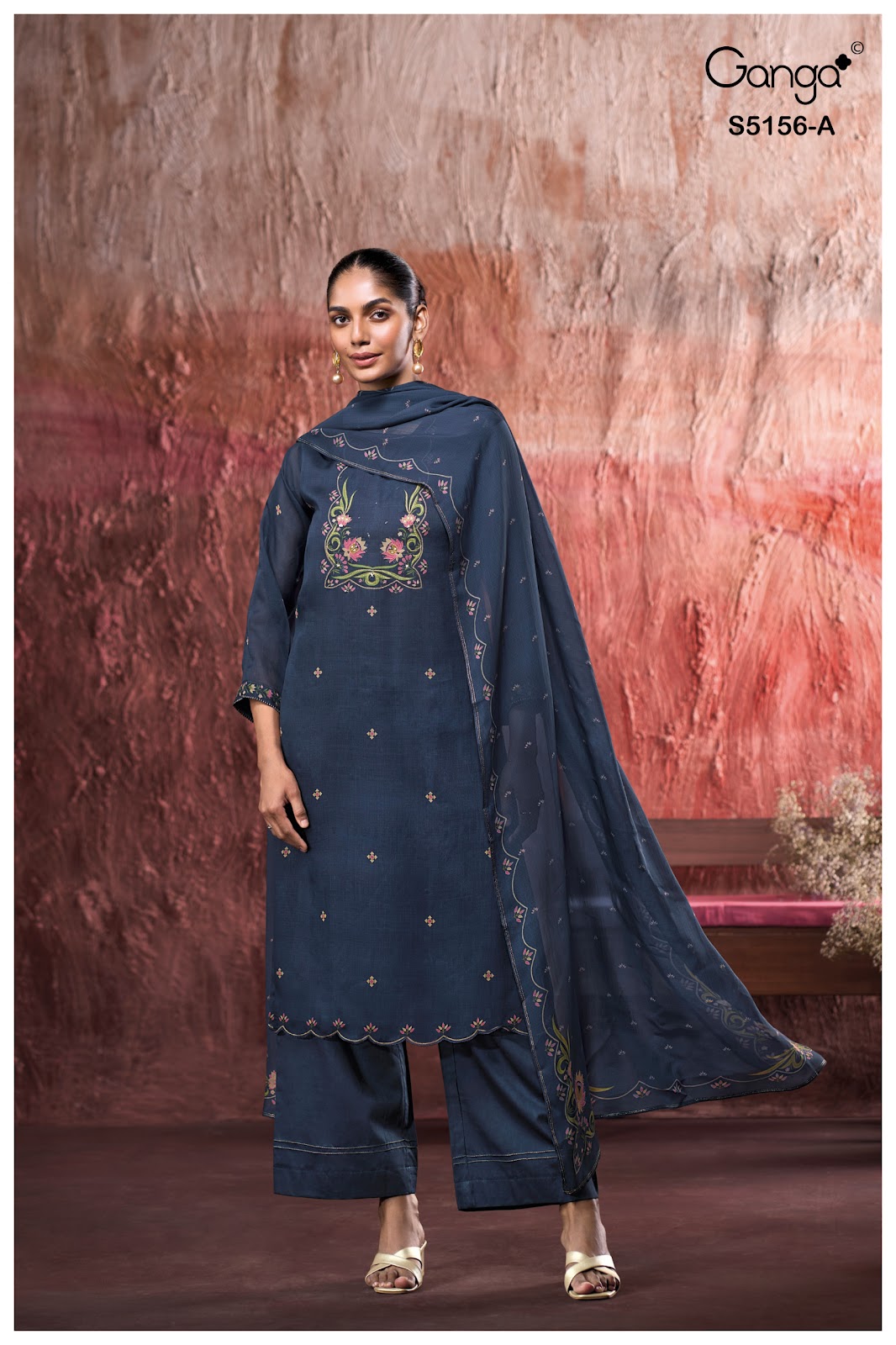 Pearle S5156 Ganga Silk Satin Pant Style Suits Supplier Ahmedabad