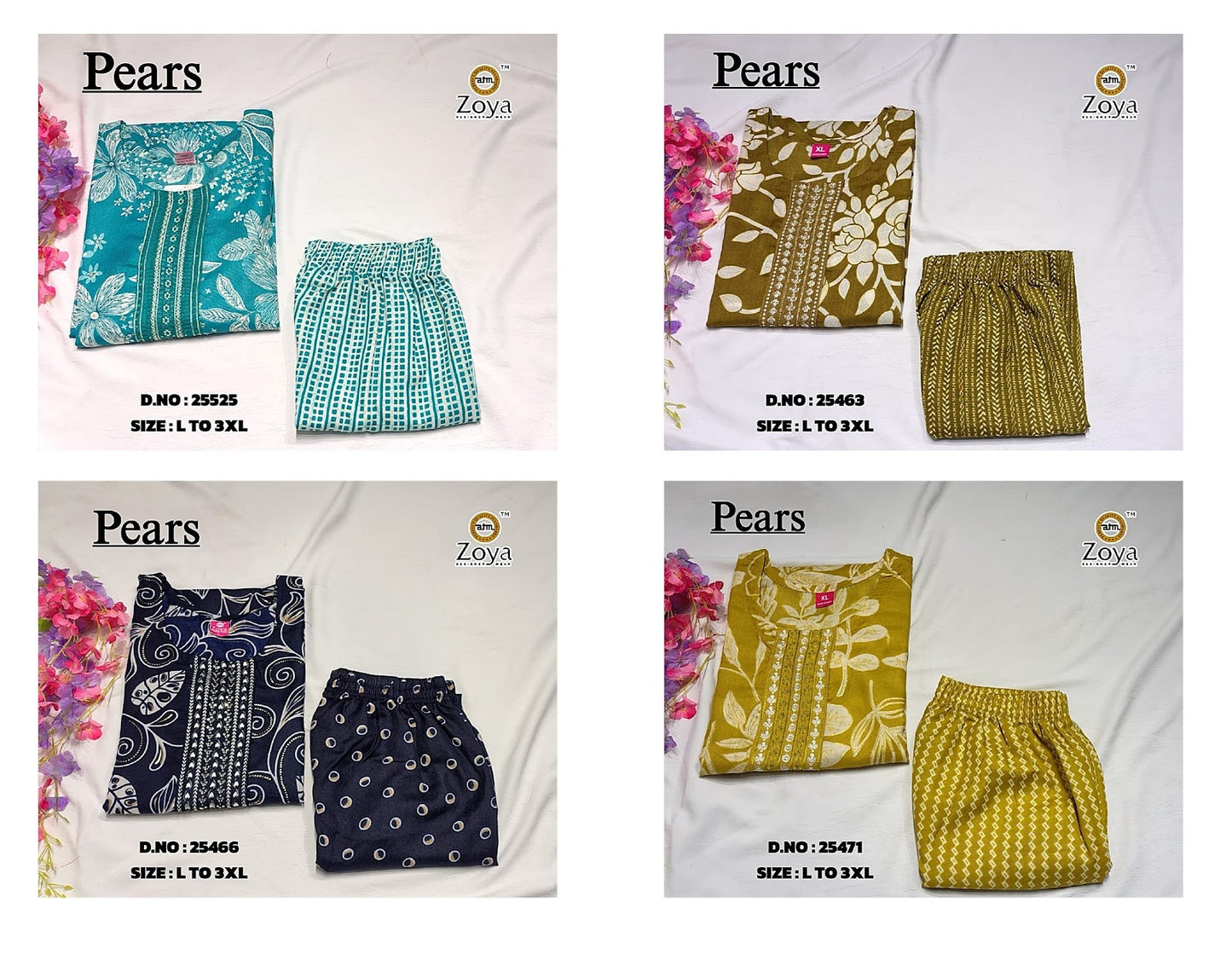 Pears 2612 Zoya Vatican Kurti Pant Set Wholesale