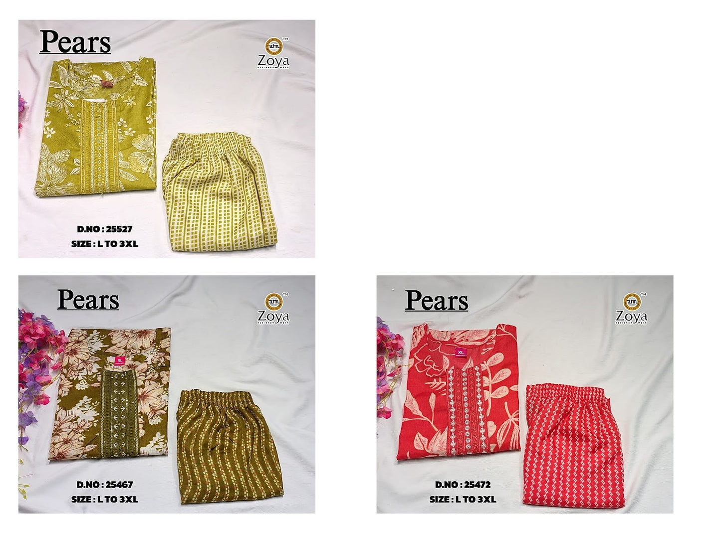 Pears 2612 Zoya Vatican Kurti Pant Set Wholesale