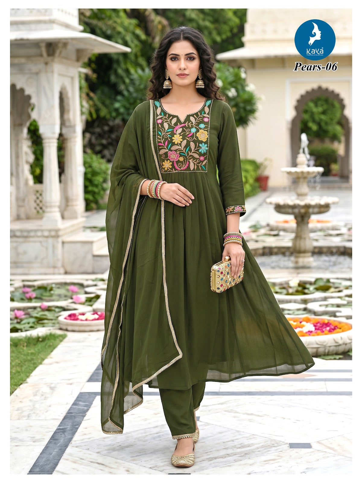 Pears Kaya Chanderi Readymade Anarkali Suits Exporter Gujarat