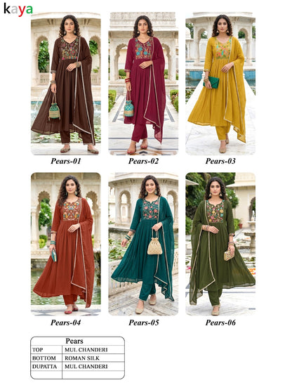 Pears Kaya Chanderi Readymade Anarkali Suits Exporter Gujarat