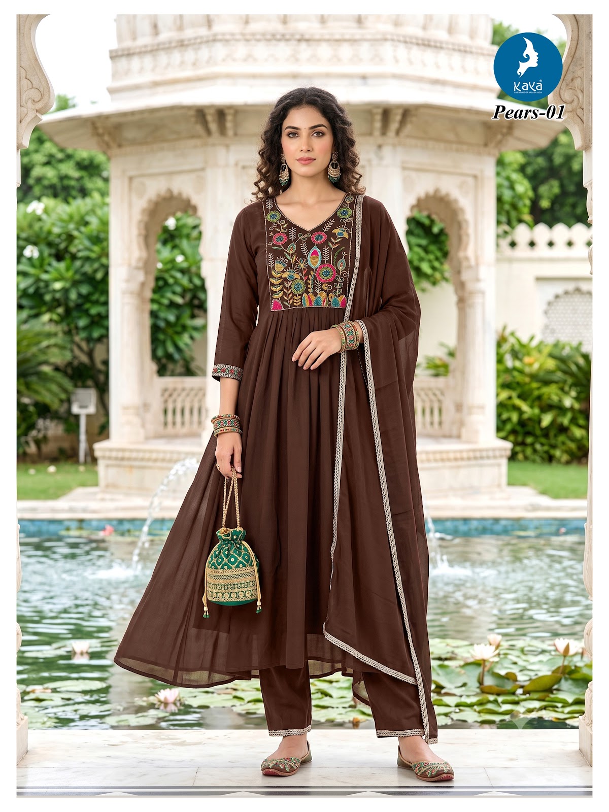 Pears Kaya Chanderi Readymade Anarkali Suits Exporter Gujarat