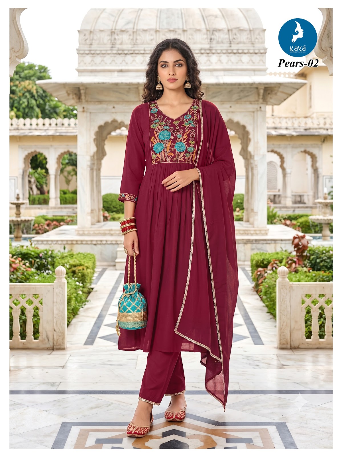 Pears Kaya Chanderi Readymade Anarkali Suits Exporter Gujarat