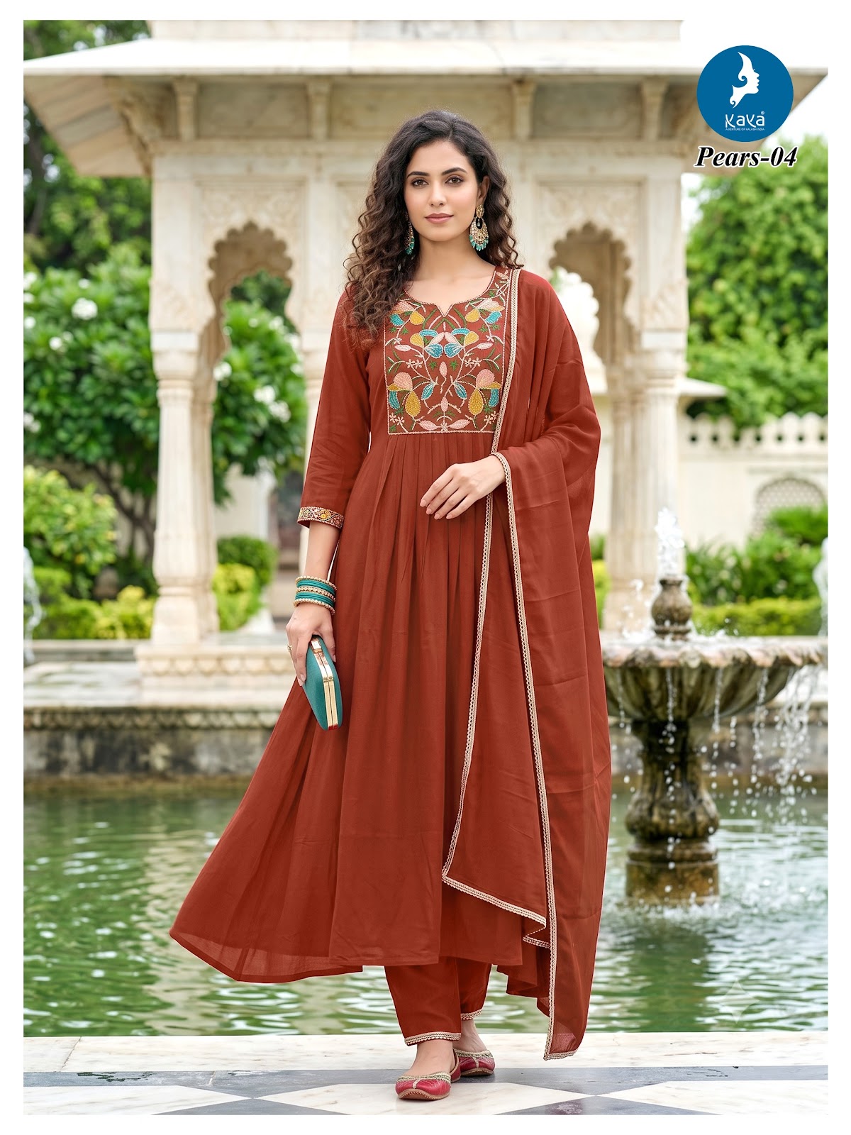 Pears Kaya Chanderi Readymade Anarkali Suits Exporter Gujarat