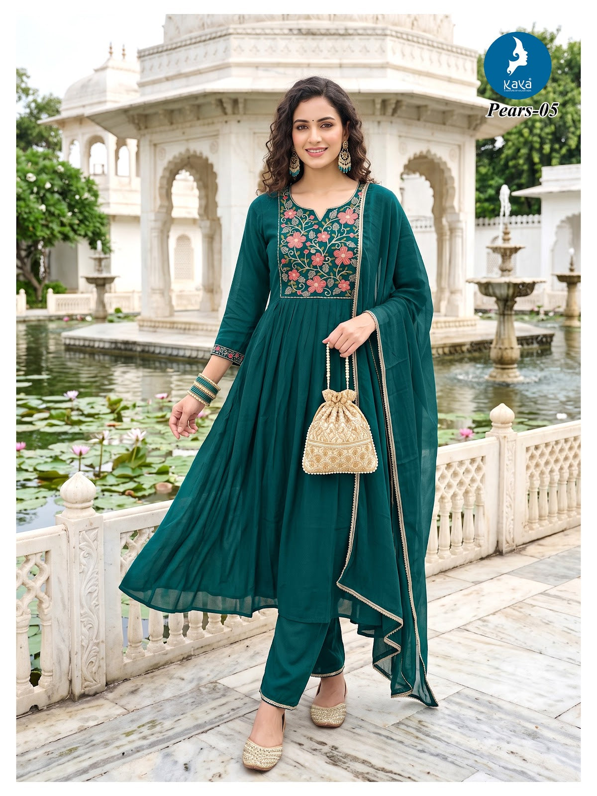 Pears Kaya Chanderi Readymade Anarkali Suits Exporter Gujarat