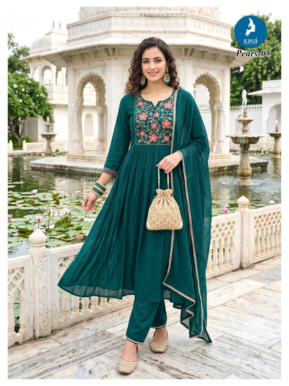 Pears Kaya Chanderi Readymade Anarkali Suits Exporter Gujarat
