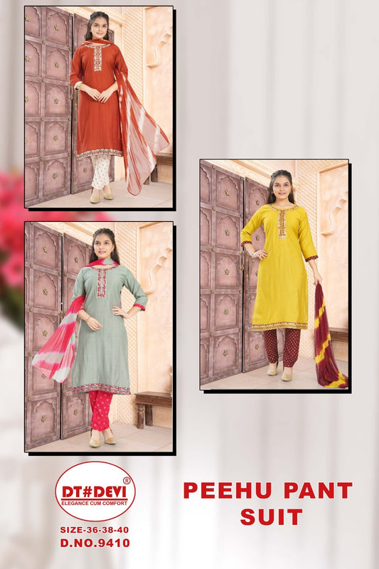 Peehu Dn 9410 Dt Devi Vetican Girls Readymade Pant Suits Supplier India