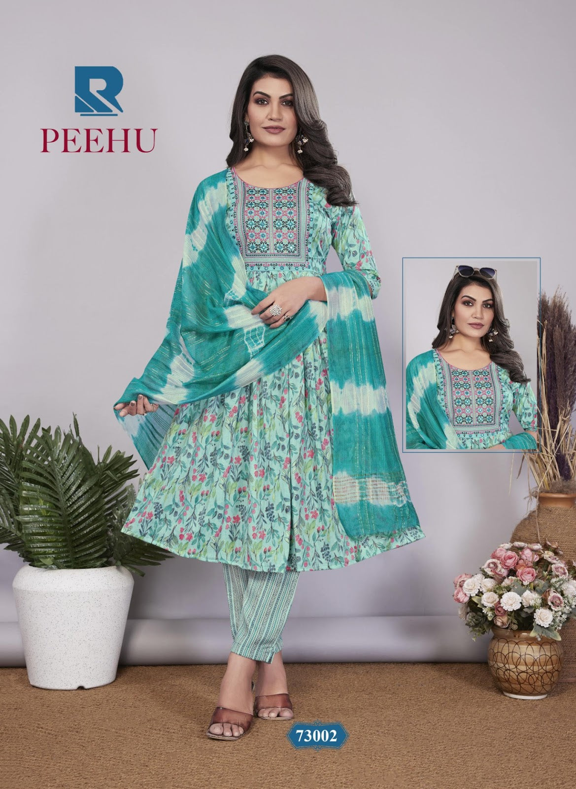 Peehu Raashi Capsule Print Readymade Anarkali Suits Supplier Ahmedabad