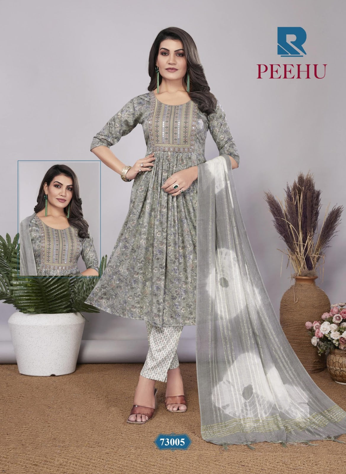 Peehu Raashi Capsule Print Readymade Anarkali Suits Supplier Ahmedabad