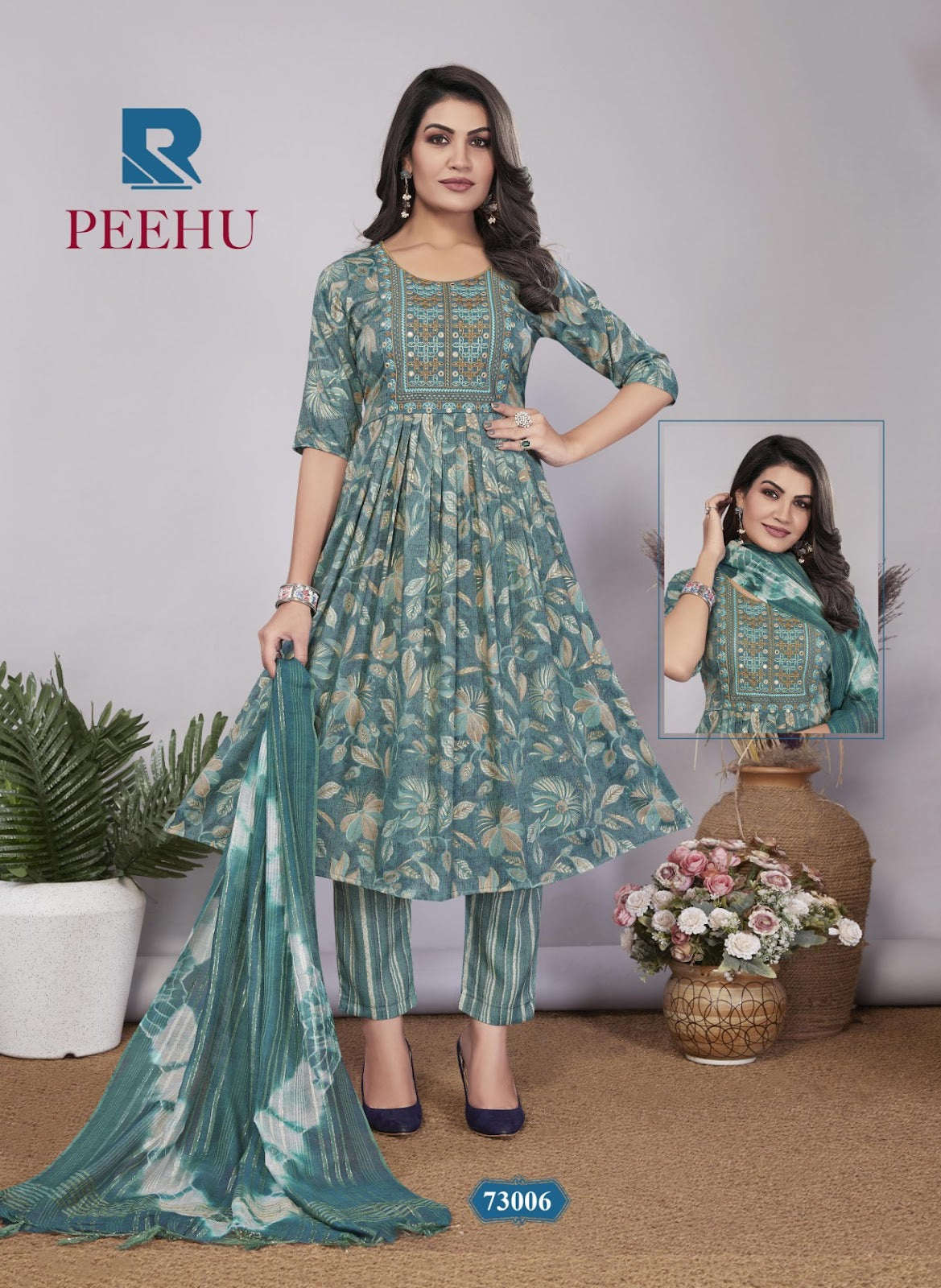 Peehu Raashi Capsule Print Readymade Anarkali Suits Supplier Ahmedabad