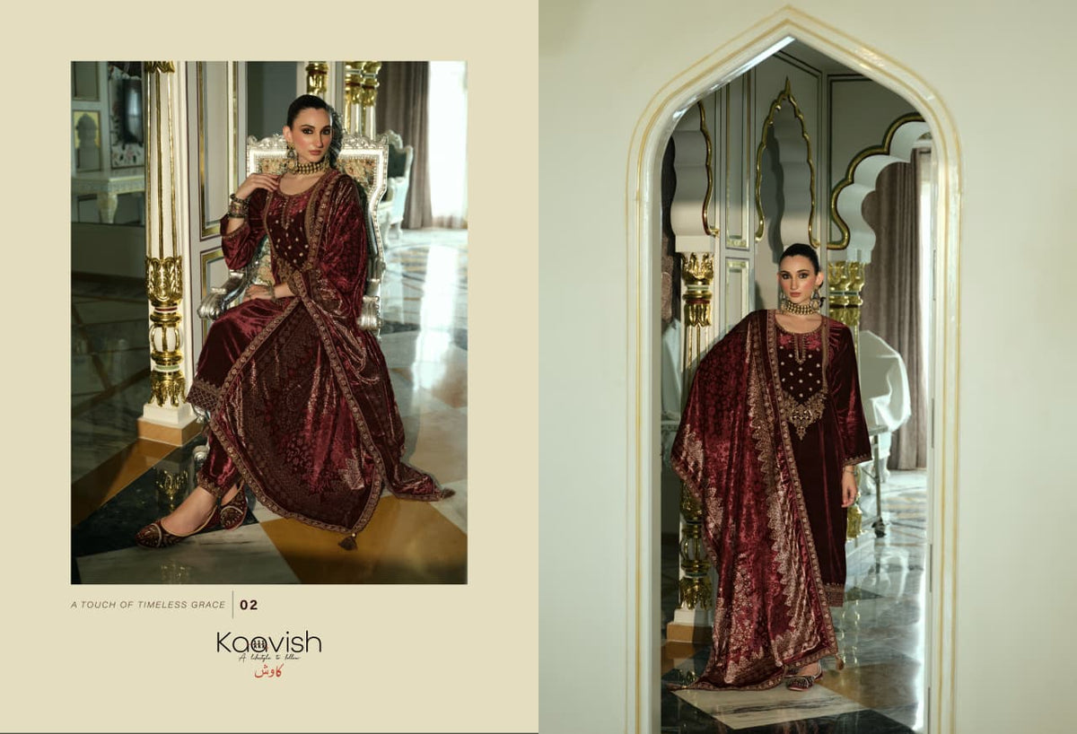 Pehnava Kaavish Velvet Suits Wholesale Rate