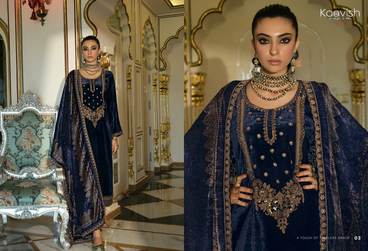 Pehnava Kaavish Velvet Suits Wholesale Rate