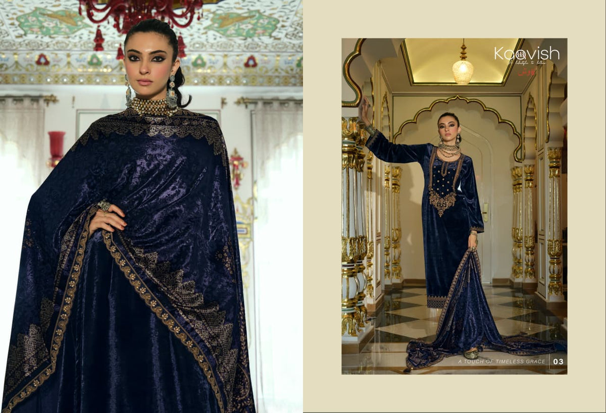 Pehnava Kaavish Velvet Suits Wholesale Rate