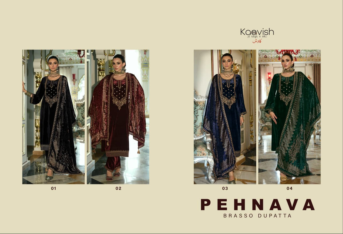 Pehnava Kaavish Velvet Suits Wholesale Rate