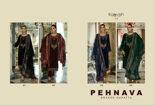Pehnava Kaavish Velvet Suits Wholesale Rate