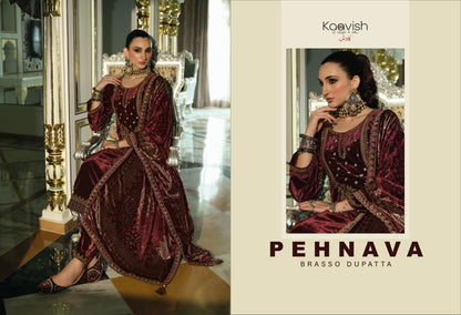 Pehnava Kaavish Velvet Suits Wholesale Rate