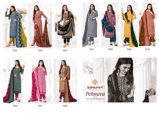 Pehnava Vol 7 Suryajyoti Cotton Readymade Pant Style Suits Wholesale