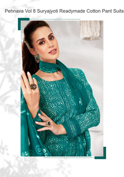 Pehnava Vol 8 Suryajyoti Cambric Readymade Cotton Pant Suits Wholesaler