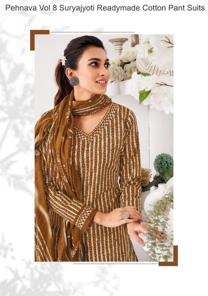 Pehnava Vol 8 Suryajyoti Cambric Readymade Cotton Pant Suits Wholesaler