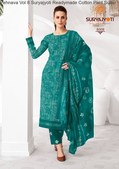 Pehnava Vol 8 Suryajyoti Cambric Readymade Cotton Pant Suits Wholesaler