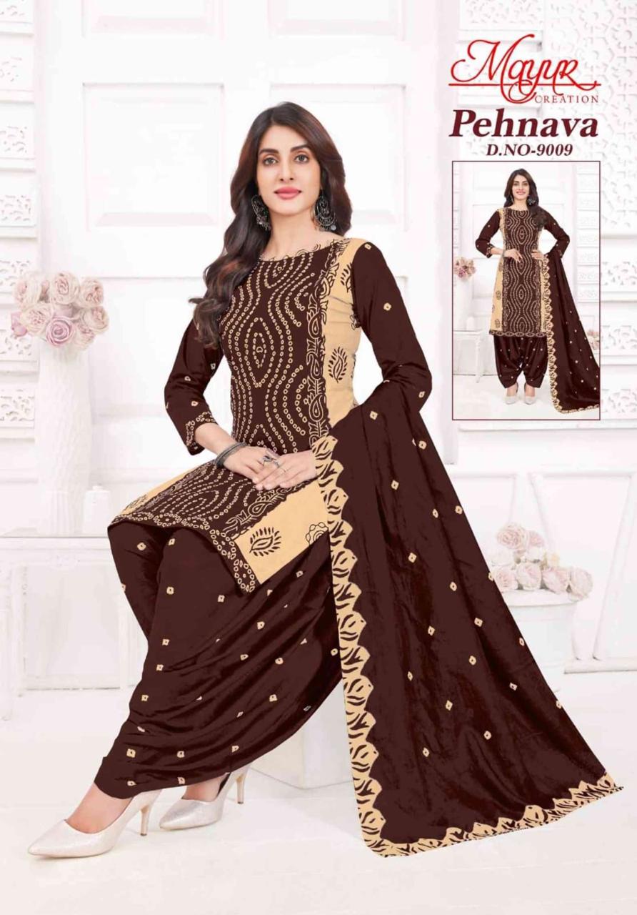 Pehnava Vol 9 Mayur Creation Cotton Dress Material Wholesaler Ahmedabad   Kavya Style Plus