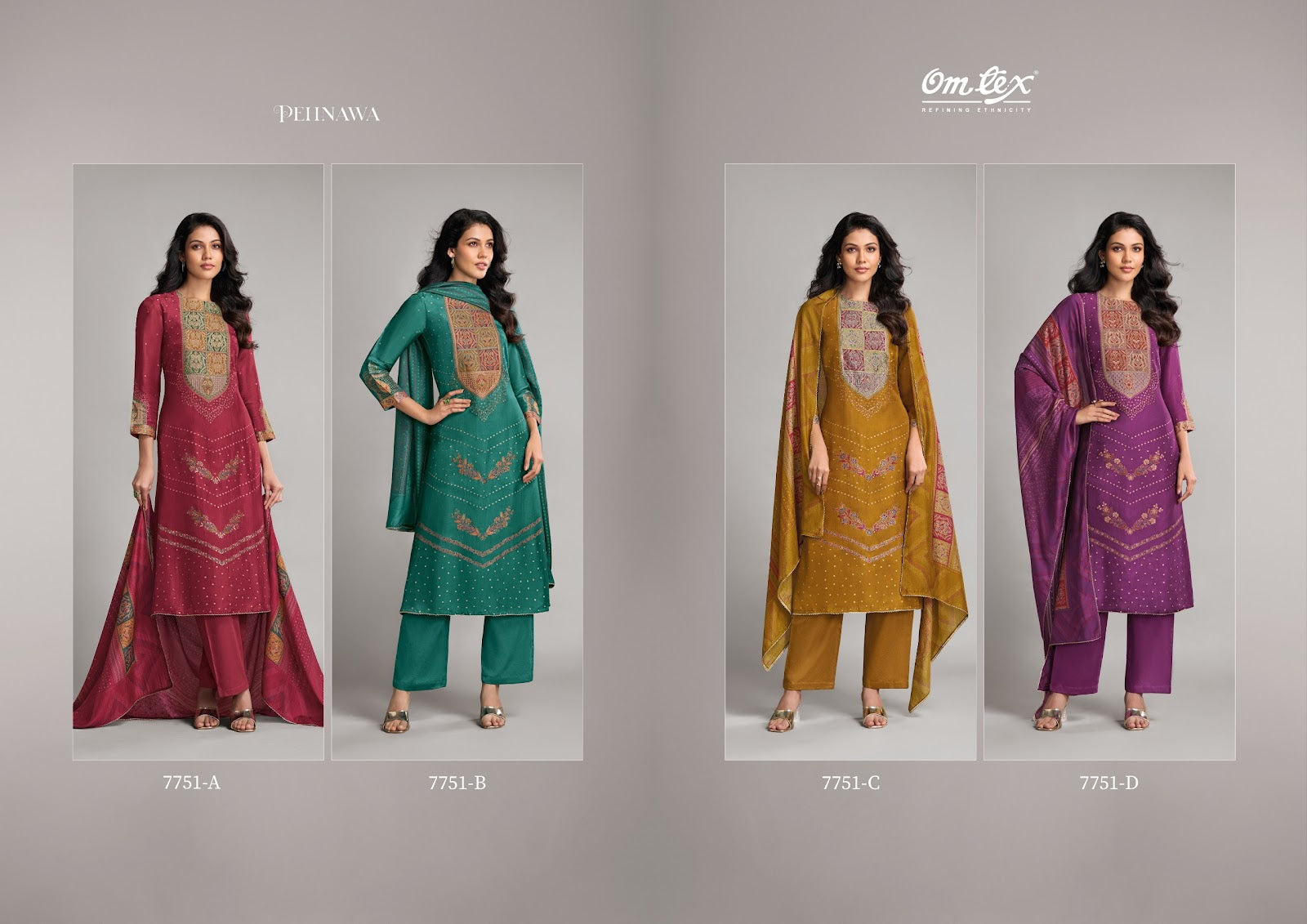 Pehnawa Omtex Jacquard Pant Style Suits Wholesale Rate