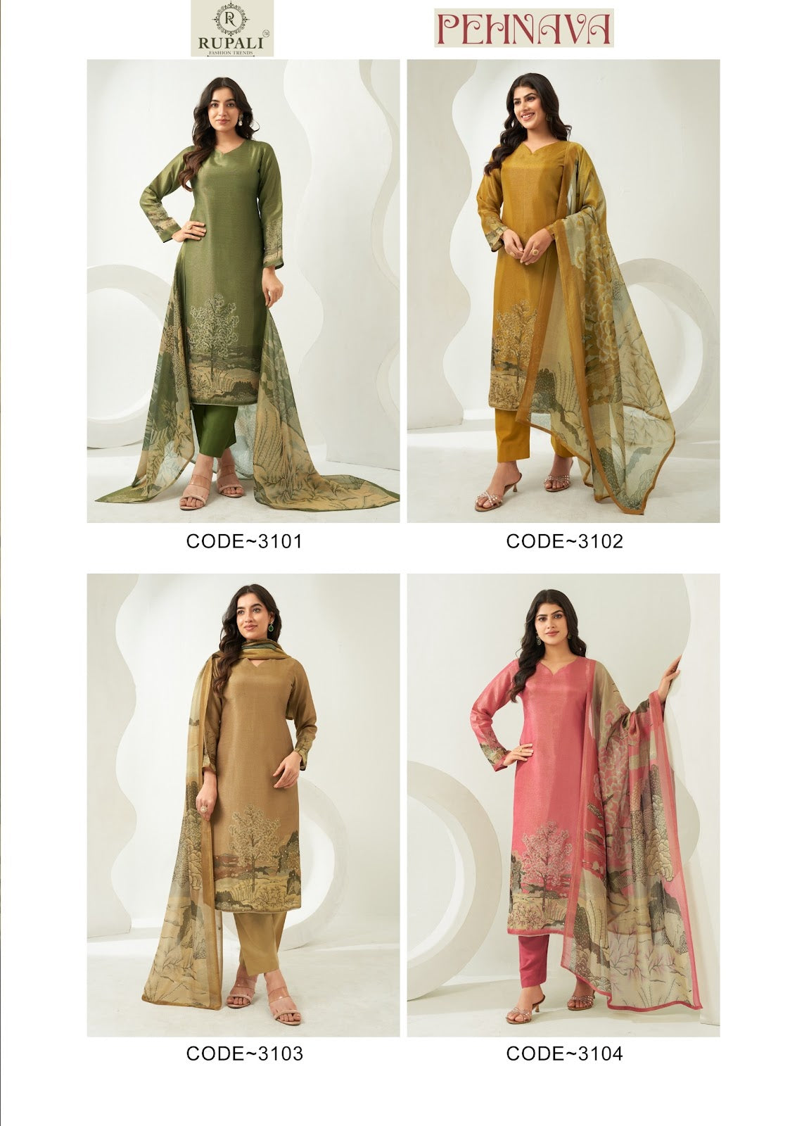 Pehnawa Rupali Pure Viscose Muslin Plazzo Style Suits Wholesale