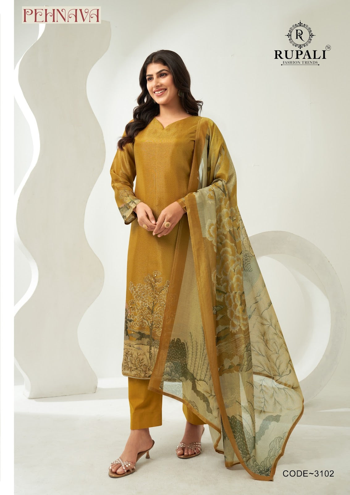 Pehnawa Rupali Pure Viscose Muslin Plazzo Style Suits Wholesale