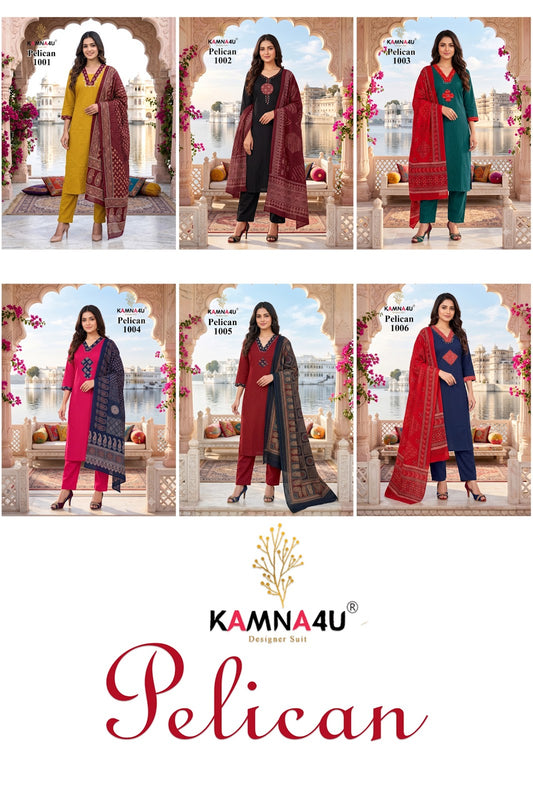 Pelican Kamna4U Dhabu Cotton Readymade Pant Style Suits Wholesaler