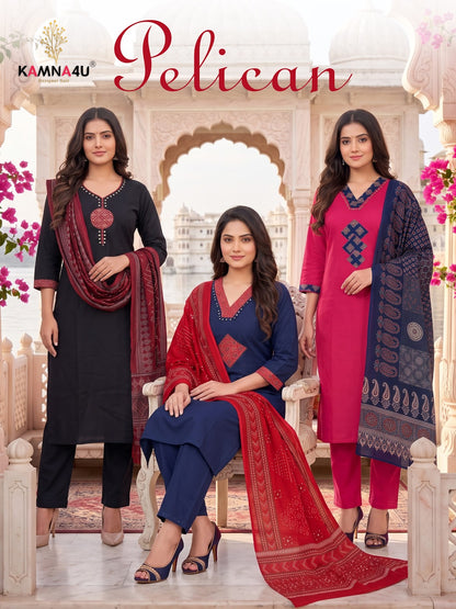 Pelican Kamna4U Dhabu Cotton Readymade Pant Style Suits Wholesaler