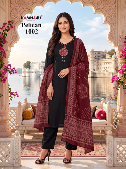 Pelican Kamna4U Dhabu Cotton Readymade Pant Style Suits Wholesaler