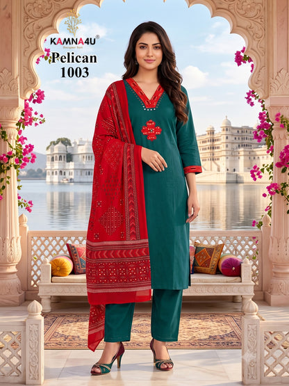 Pelican Kamna4U Dhabu Cotton Readymade Pant Style Suits Wholesaler