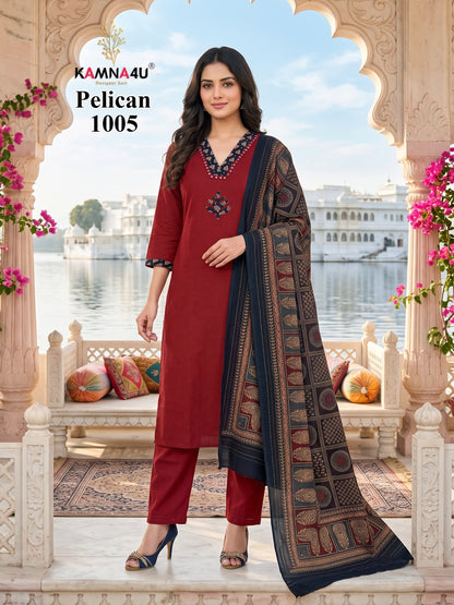 Pelican Kamna4U Dhabu Cotton Readymade Pant Style Suits Wholesaler