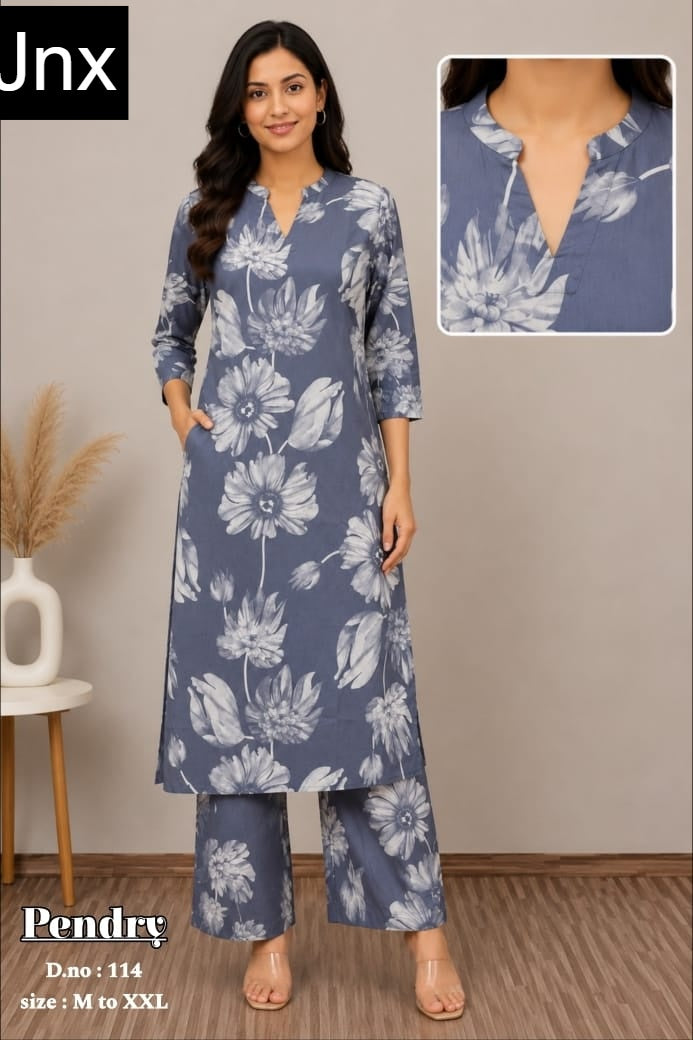 Pendry Jnx Rayon 22Kg Kurti Plazzo Set Wholesaler Ahmedabad