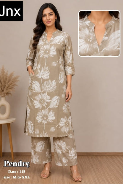 Pendry Jnx Rayon 22Kg Kurti Plazzo Set Wholesaler Ahmedabad
