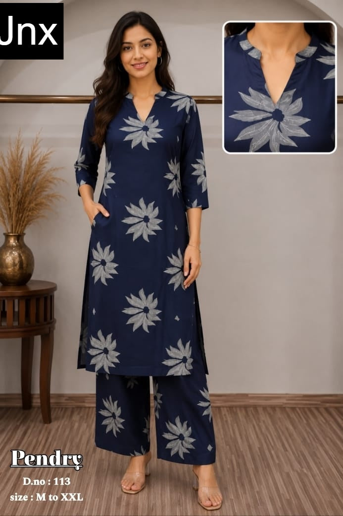 Pendry Jnx Rayon 22Kg Kurti Plazzo Set Wholesaler Ahmedabad