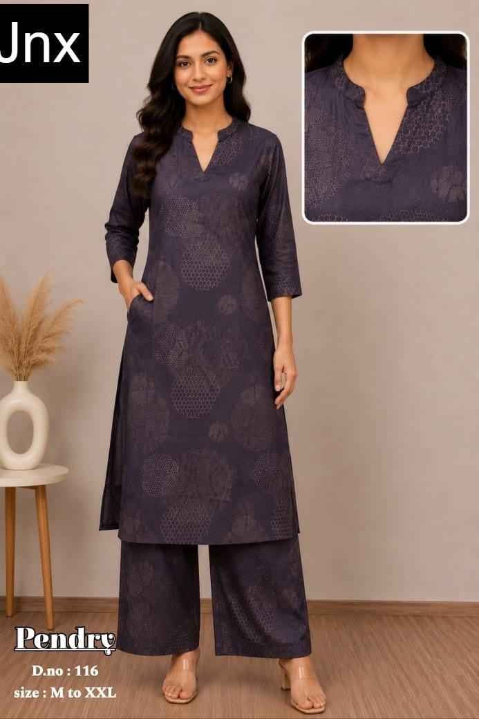Pendry Jnx Rayon 22Kg Kurti Plazzo Set Wholesaler Ahmedabad