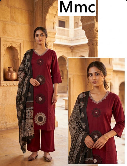 Peony Flower Mmc Dhabu Cotton Readymade Pant Style Suits Wholesale