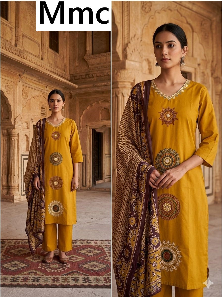 Peony Flower Mmc Dhabu Cotton Readymade Pant Style Suits Wholesale