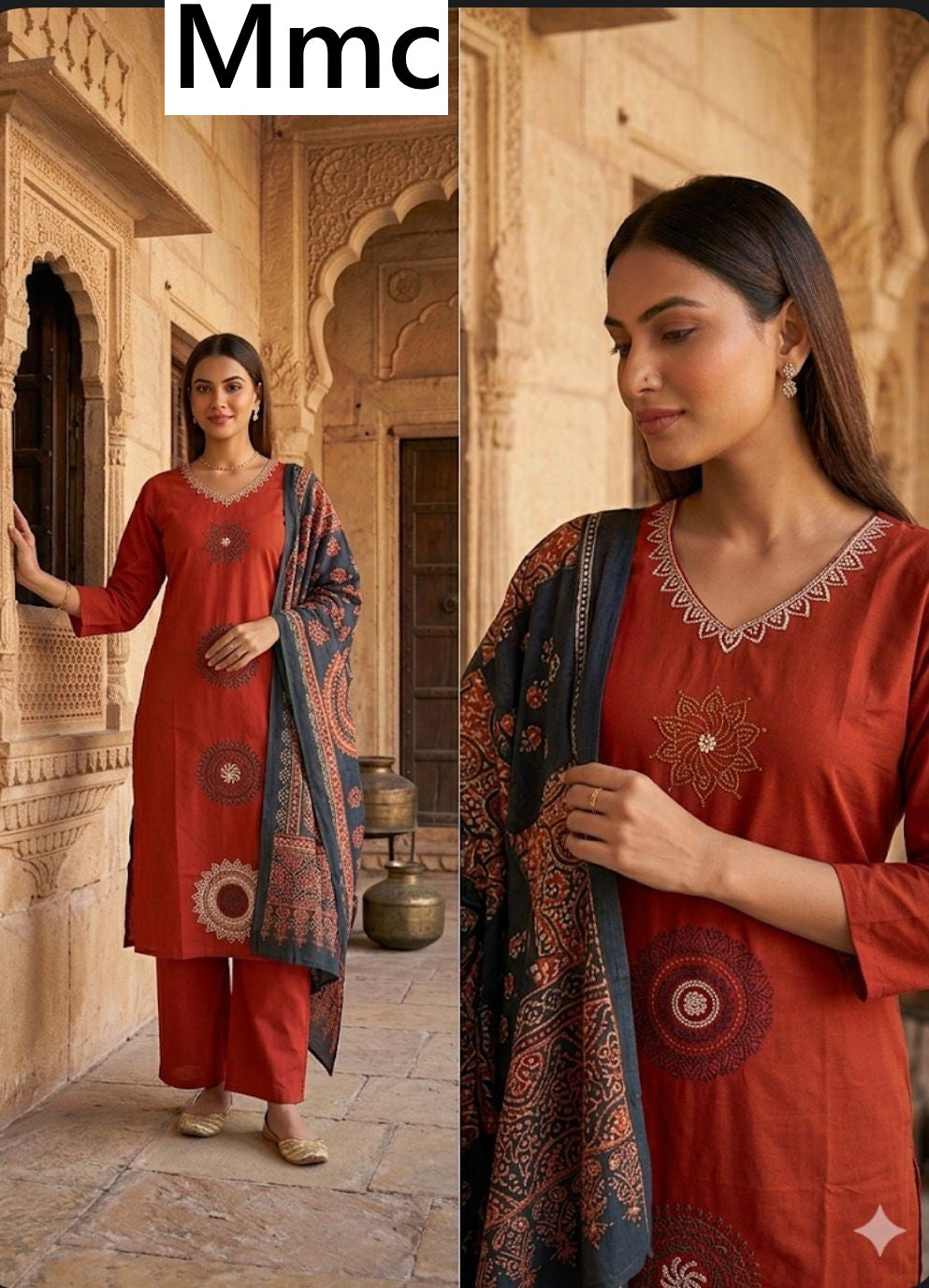 Peony Flower Mmc Dhabu Cotton Readymade Pant Style Suits Wholesale