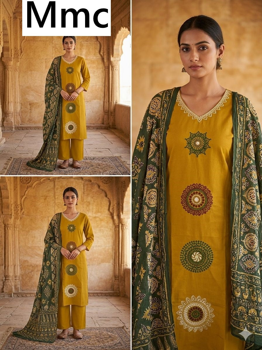 Peony Flower Mmc Dhabu Cotton Readymade Pant Style Suits Wholesale