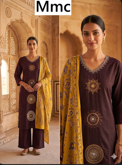 Peony Flower Mmc Dhabu Cotton Readymade Pant Style Suits Wholesale