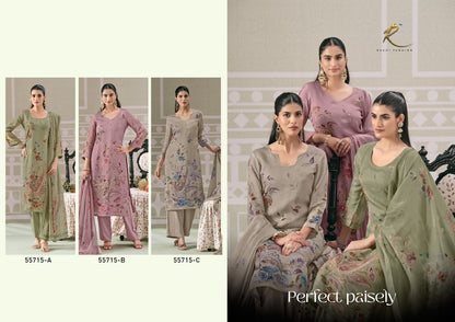 Perfect Paisely 55715 Rakhi Fashion Organza Pant Style Suits Supplier