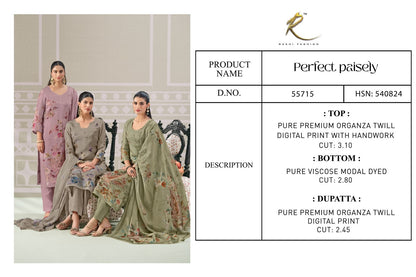 Perfect Paisely 55715 Rakhi Fashion Organza Pant Style Suits Supplier