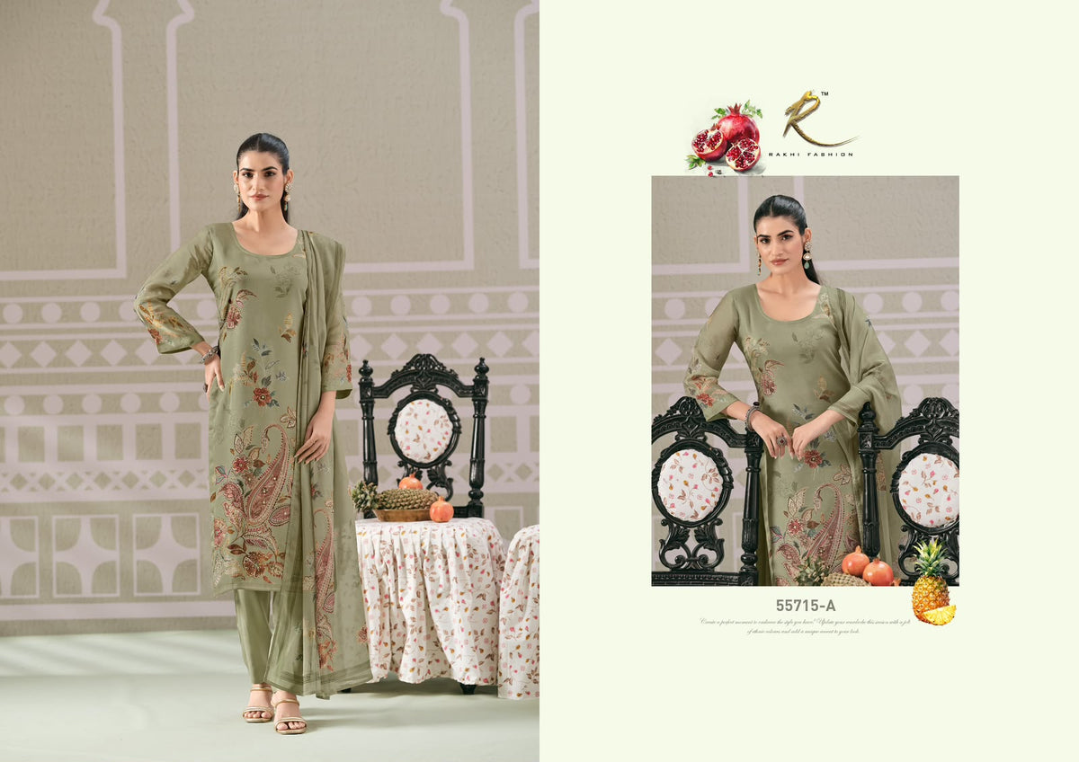 Perfect Paisely 55715 Rakhi Fashion Organza Pant Style Suits Supplier