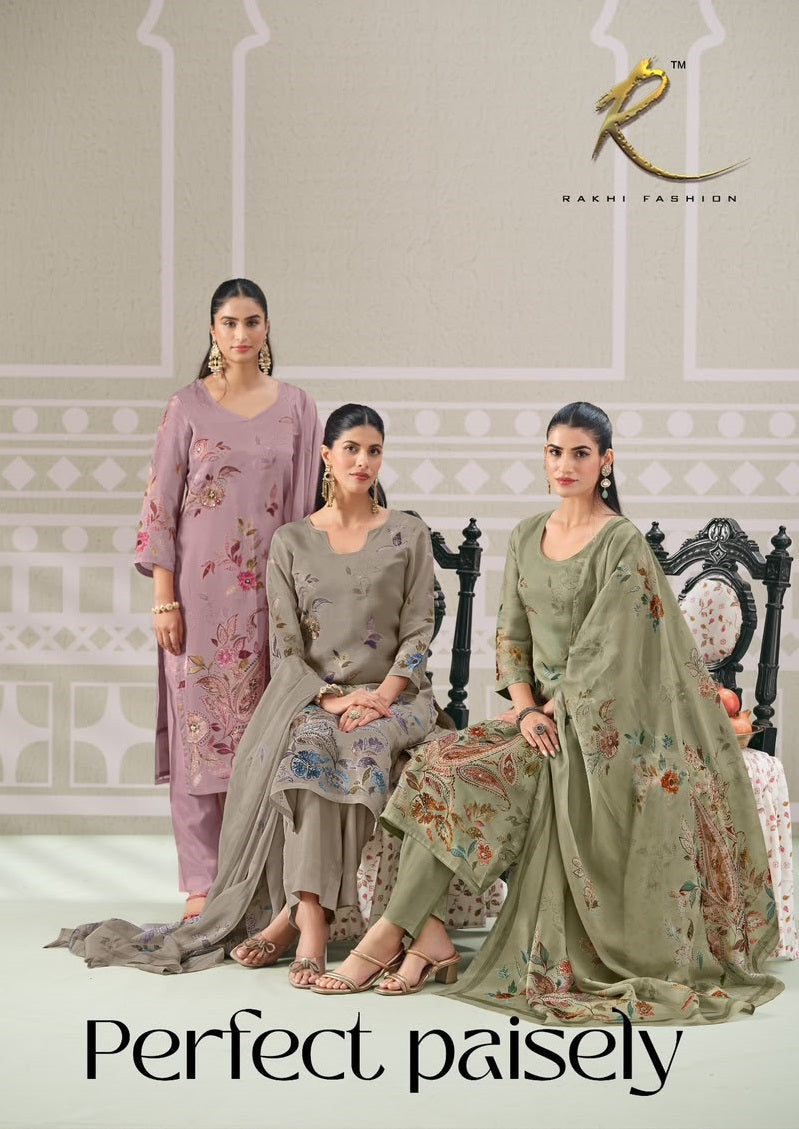 Perfect Paisely 55715 Rakhi Fashion Organza Pant Style Suits Supplier