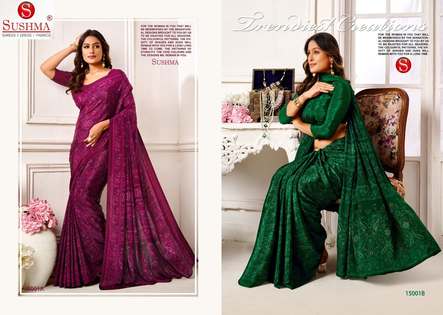 Perfect Prints 4 Sushma Crape Sarees Exporter