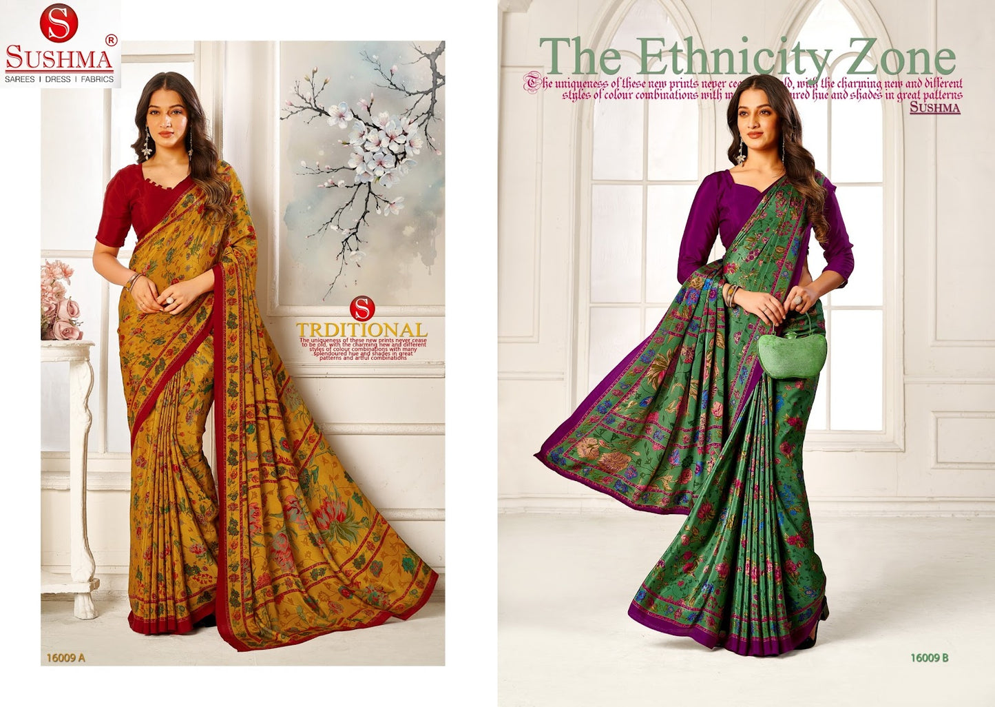 Perfect Prints 4 Sushma Crape Sarees Exporter